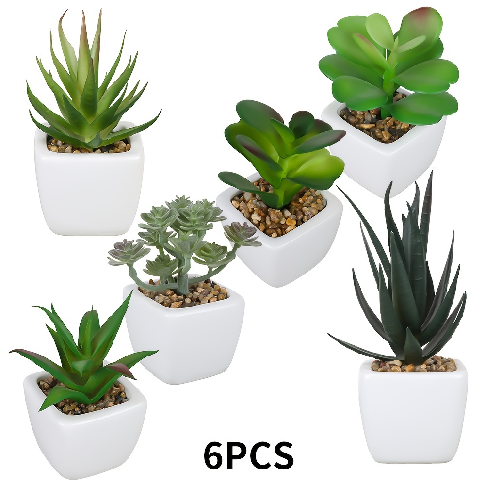 Plantas suculentas artificiales, paquete de 4, mini suculentas falsas en  macetas, decoración de suculentas artificiales pequeñas surtidas para sala  de