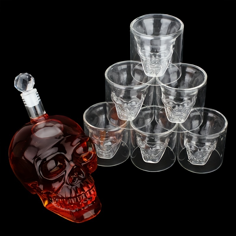 Glass Skull Double Shot Glasses - Set of 2