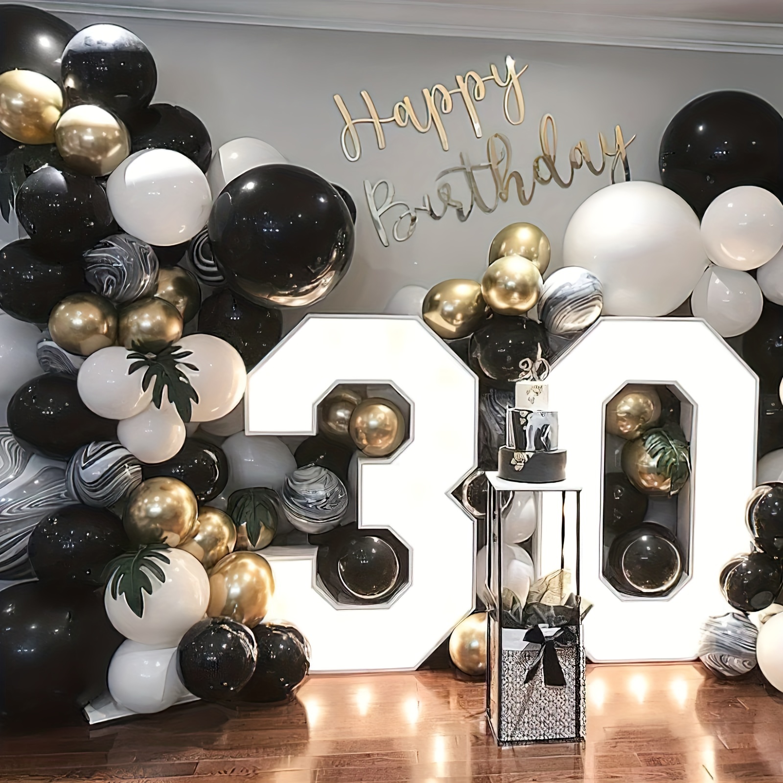 Black, Silver and Gold Balloon Garland Kit Adult Birthday Decorations,  Graduation Party, Retirement Party Decorations, New Years Party 