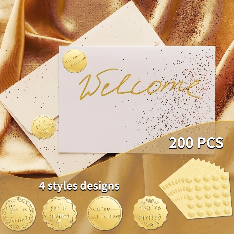 100pcs Gold Embossed Heart Envelope Seals Stickers For Wedding  Invitations,Party Favors,Greeting Cards,Gift Packaging .etc (Gold,  Self-Adhesive)