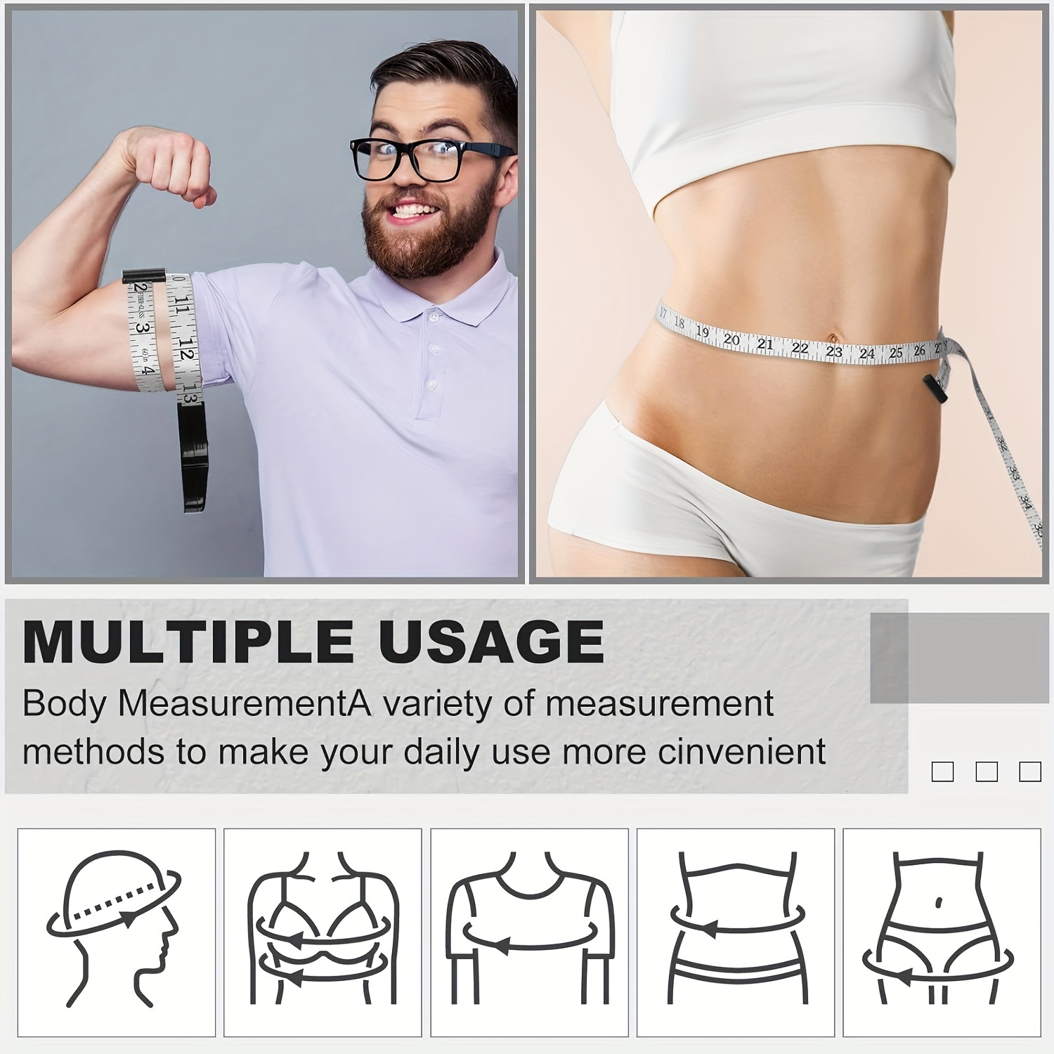 White Retractable Body Waist Tape Measure / Body Weight