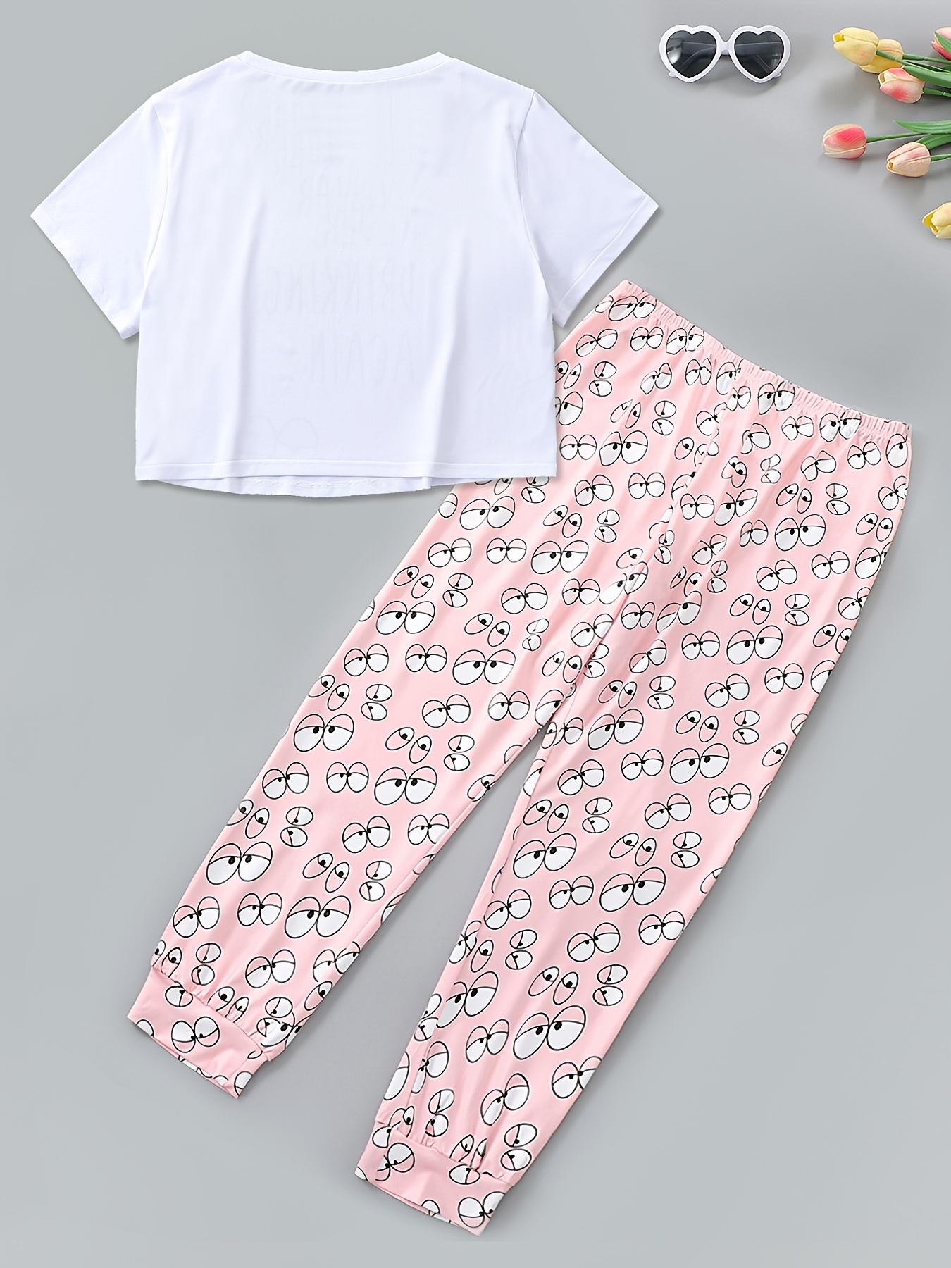 Pajamas Suit Lovers' Print Nightwear Casual 2PCS Pijamas Set