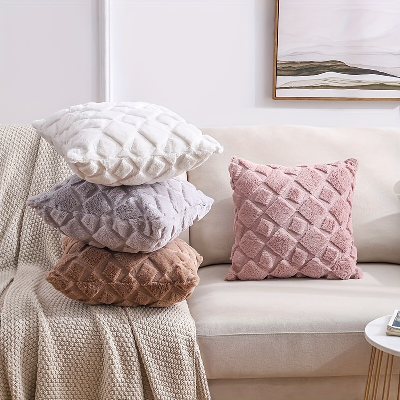 Soft And Cozy Faux Rabbit Fur Throw Pillowcases For Living Room, Bedroom,  And Sofa - Perfect For Home Decor And Comfort - Temu