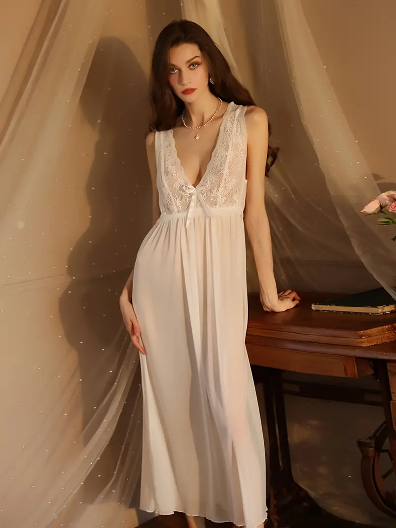 Women's Lace Nightdress Long Sexy Sleepwear Women's - Temu