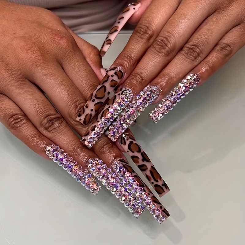 Handmade Pink Bling Glitter Cute Press on Nails Bear Rhinestone Nails  Lolita Nails Fake Nails False Nails Coffin 