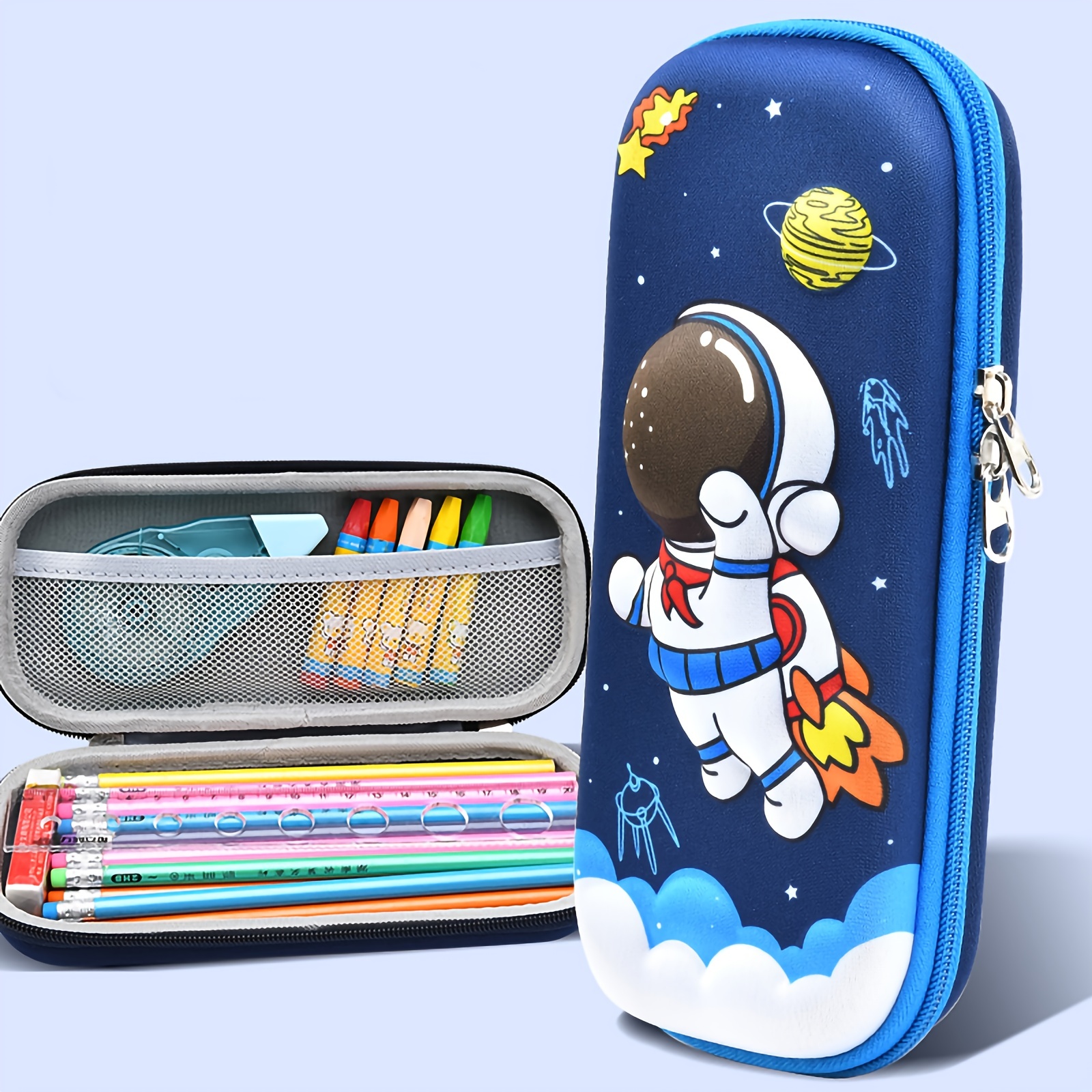 Large Pencil Case, Boys Spaceman Durable Pen Pouch Portable