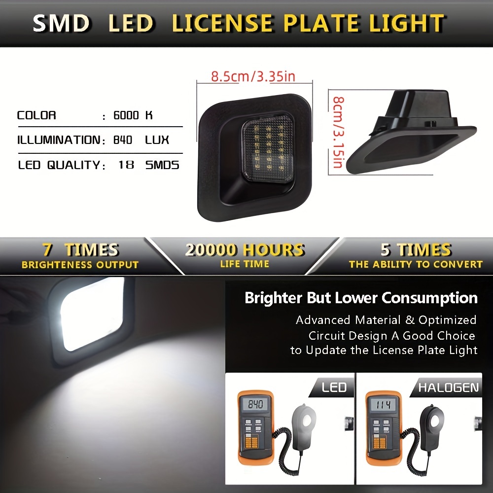 Luz LED universal para matrícula lámpara de placa de matrícula de coche  repuesto de conjunto de lámpara de etiqueta de luz de matrícula LED  completa de alto brillo para ANGGREK Otros