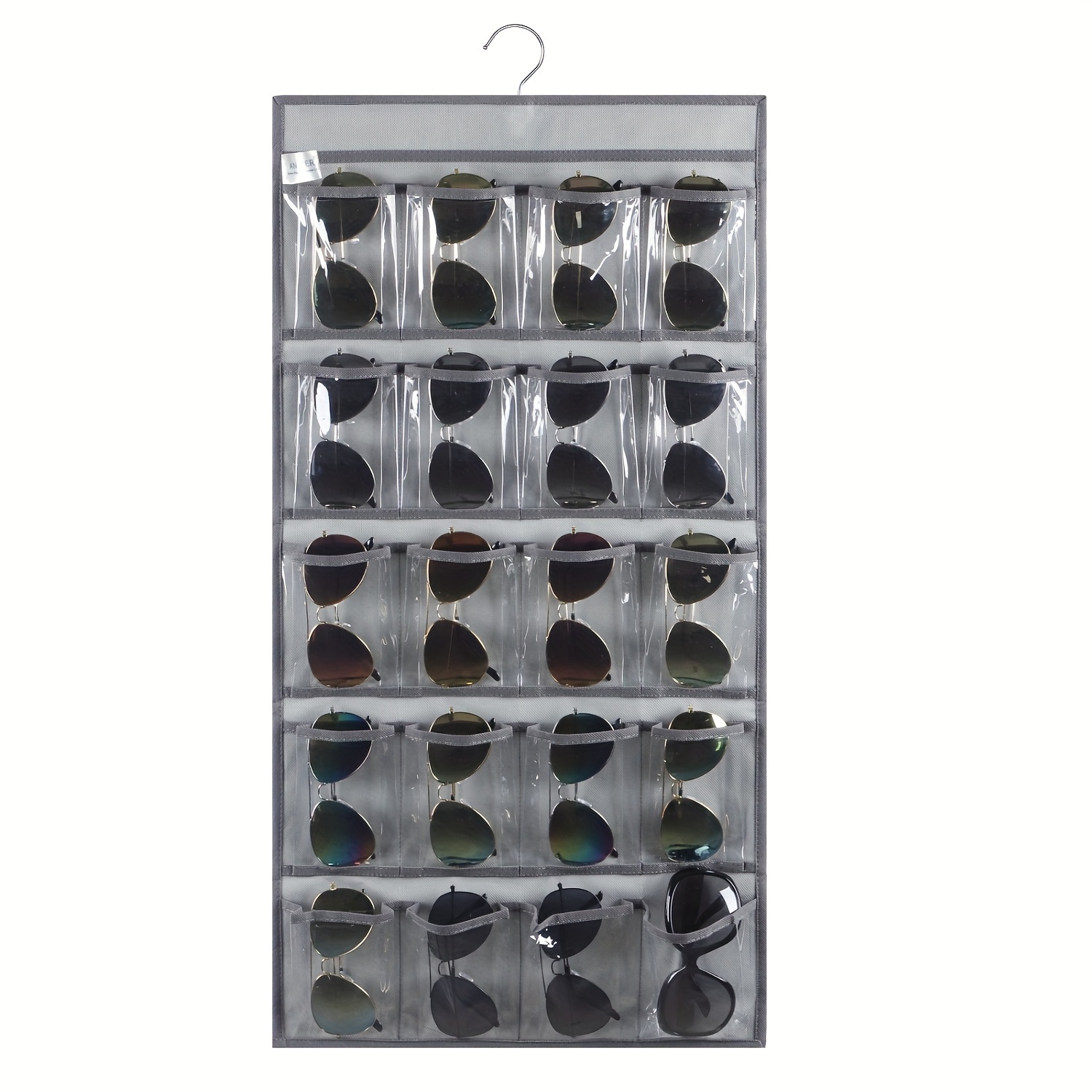 

1 Pc Hanging Sunglasses Organizer Wall Mounted Eyeglasses Holder With 20 Clear Slots