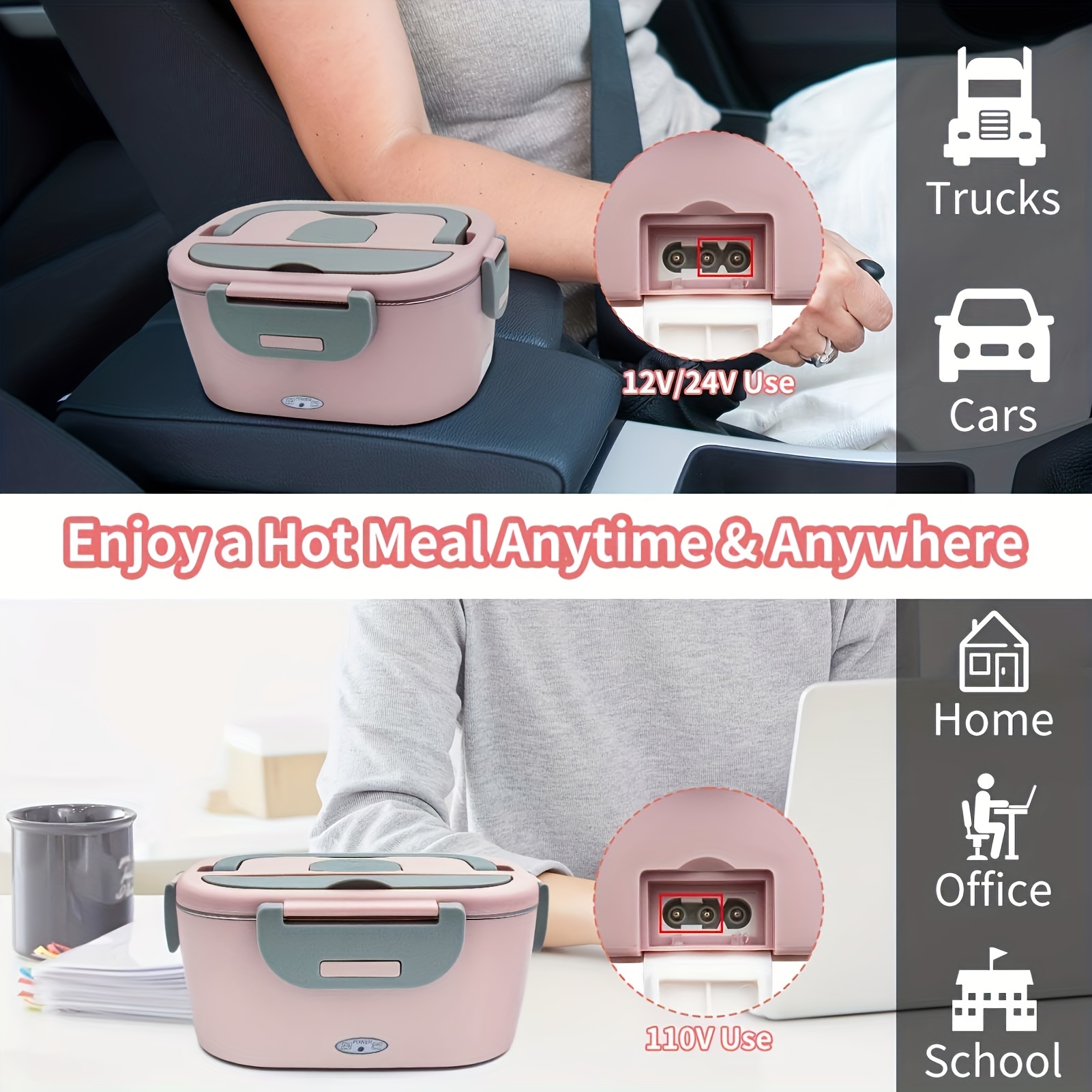 Portable Electric Heated Lunch Box 24V Car Mini Microwave Oven food warmer  Bag