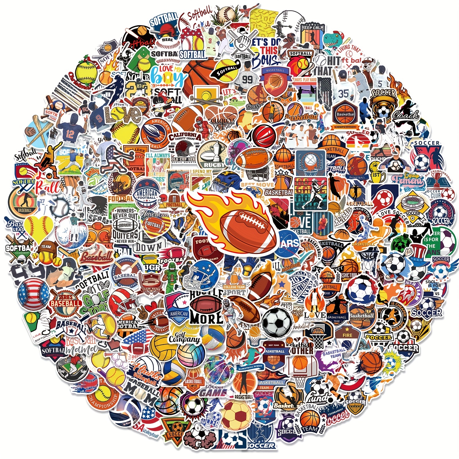 200PCS Sports Stickers for Water Bottles, Waterproof Vinyl Stickers, Party  and Holiday Gifts for Kids, Teens, Adults, Boys, Girls