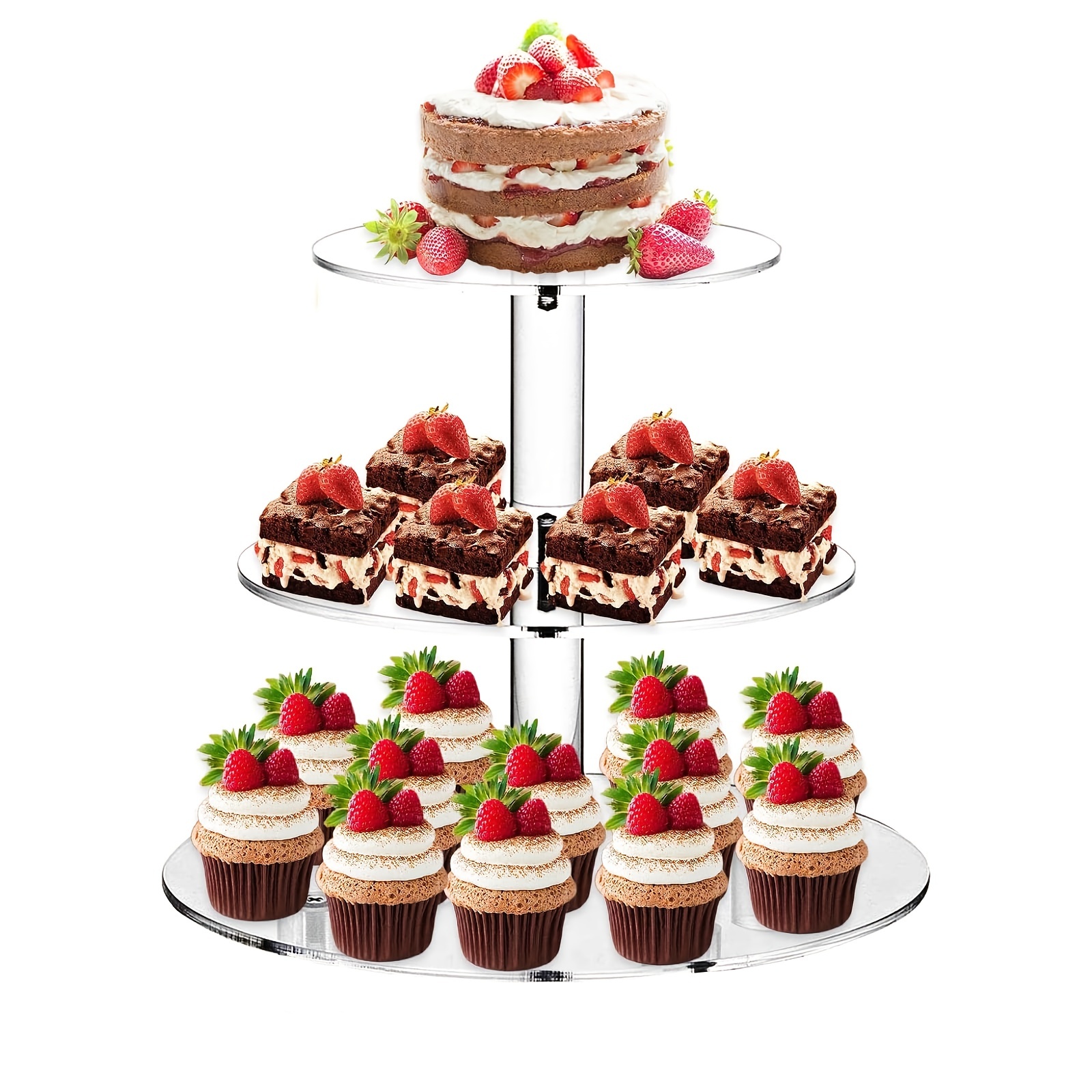 Support à gâteau doré pour dessert de mariage Cupcake 20 cm Support à gâteau  rond pour