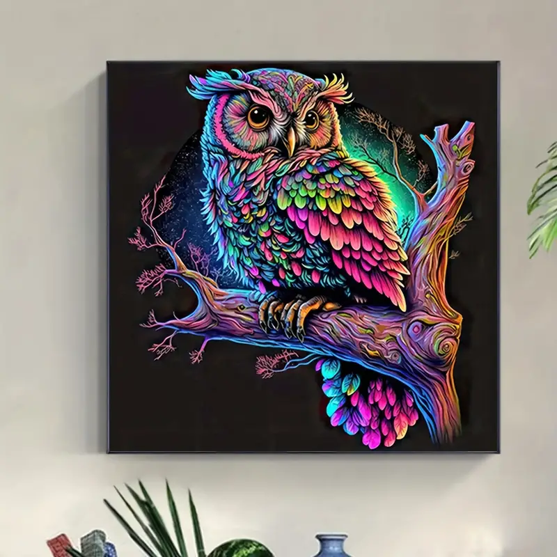 1pc 5D Artificial Diamond Painting Set Owl Pattern DIY Diamond Painting  Frameless Decor Gifts