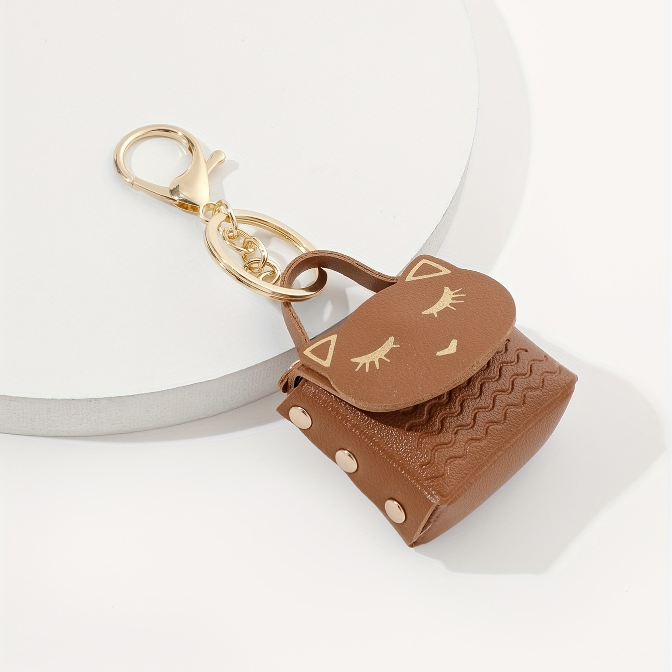 Leather Mini Keychain Bucket Lipstick Bag Charm Handbag Pendant Ornament  Decors