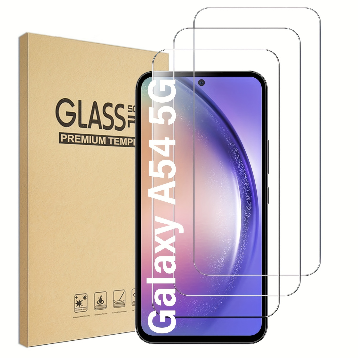

Screen Protector For Samsung Galaxy A54 5g 6.4-inch, 9h Tempered Glass Film, Anti-scratch, Hd Clear, 3-pack