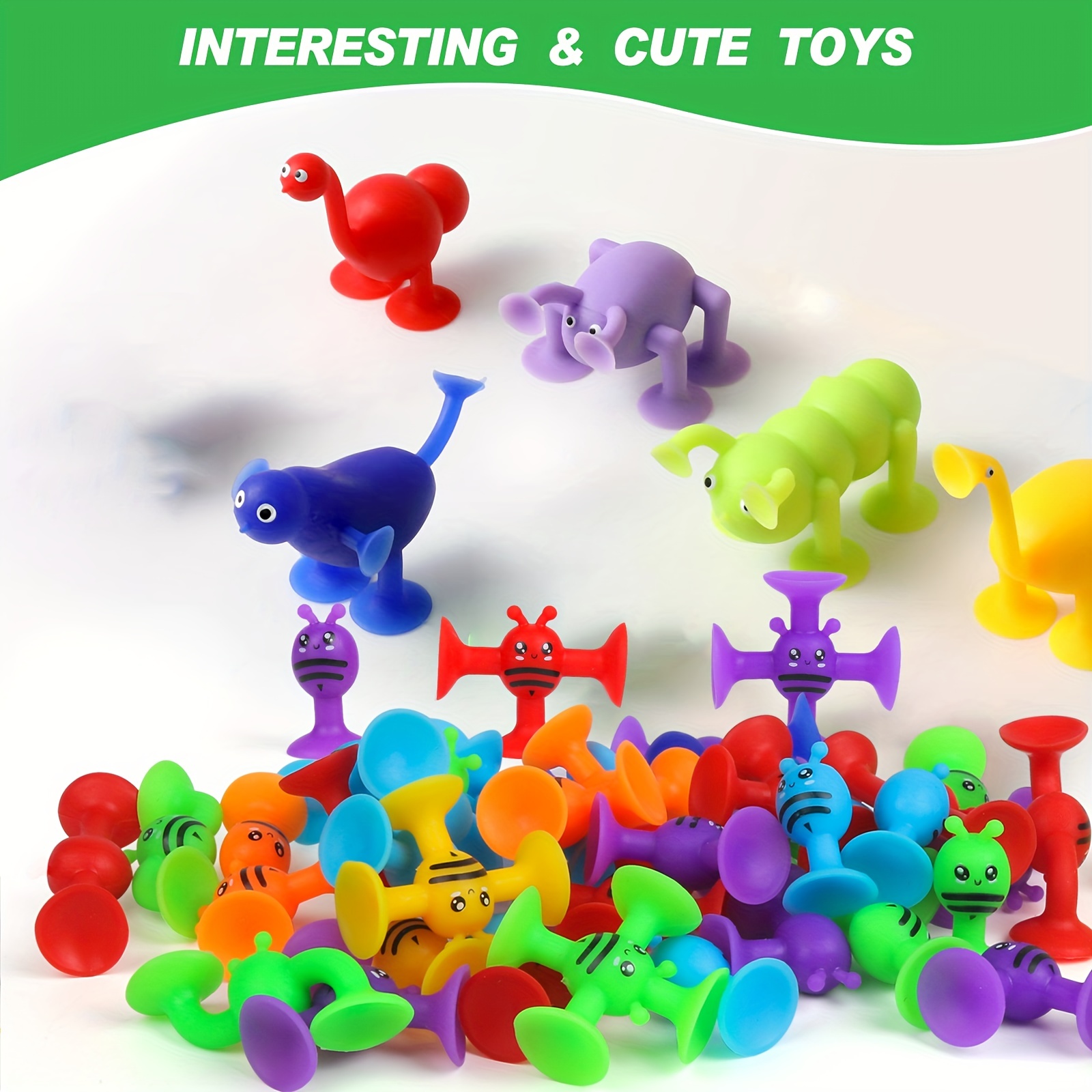 Juguetes de baño de succión para niños: juguetes de ventana de motor fino,  juguetes de silicona con ventosa de animales oceánicos con cáscara de huevo