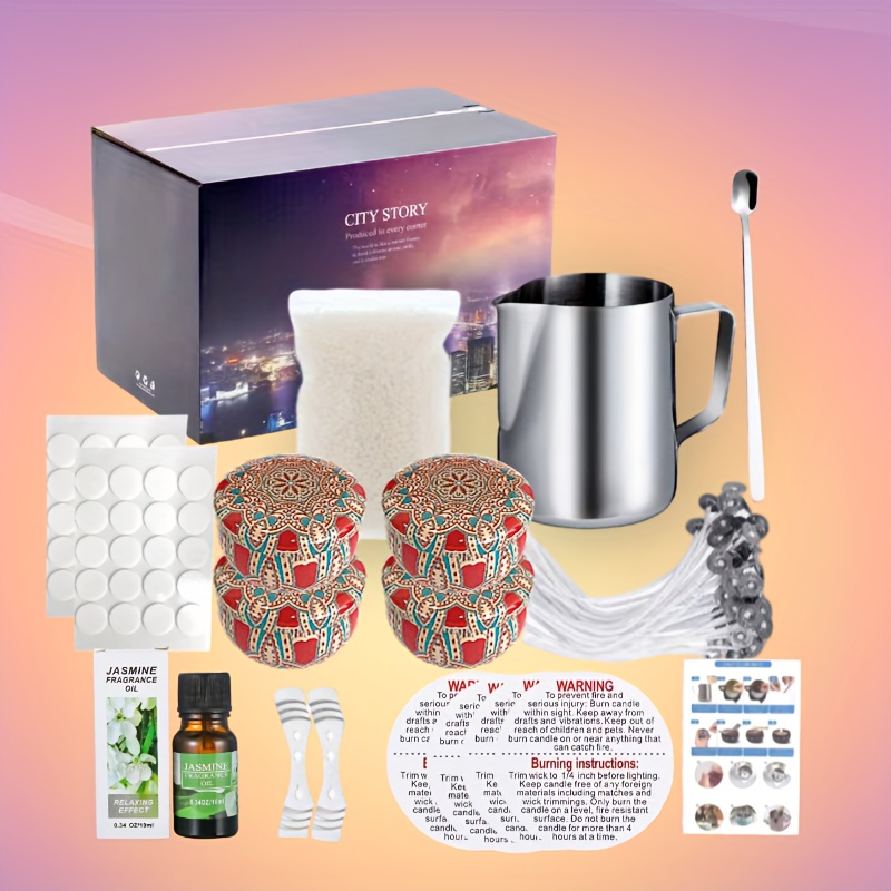 Candle Making kit with Hot Plate,Candle Making Supplies,Candle Making Kit  for Beginners with Melting Pot,Stirring Spoon,Thermometer and Anti-Scalding