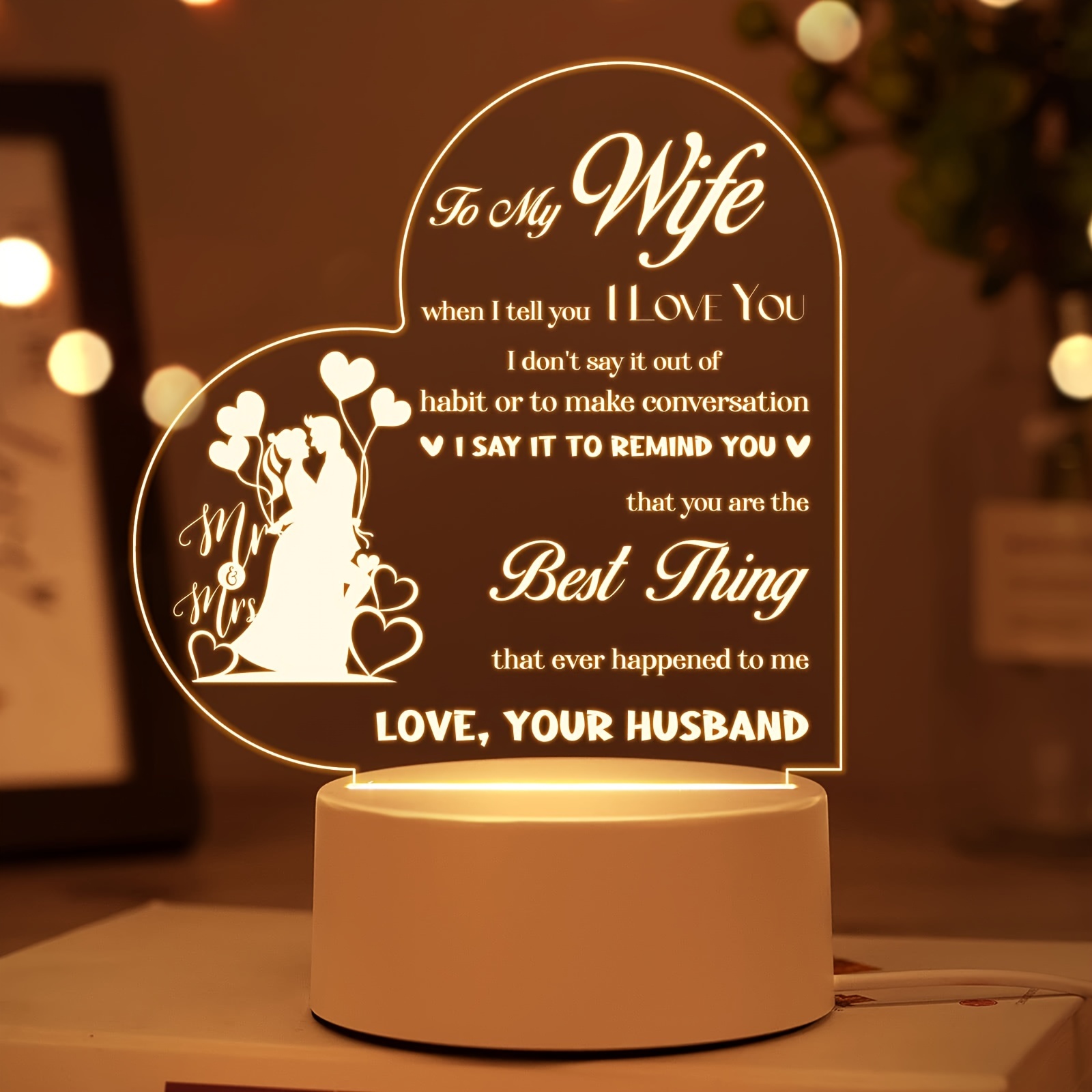 1st Anniversary Night Light Gifts for Couple First Wedding Anniversary LED  Gifts for Wife Husband Paper Anniversary 1 Year of Marriage Gifts Acrylic