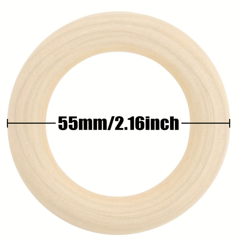 20PCS Natural Wood Rings for Crafts Macrame Rings for DIY Wooden Rings  Without Paint Pendant Connectors 55mm/2.2inch