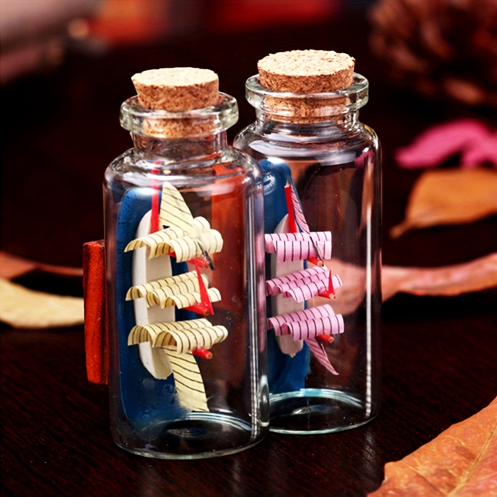  JASEASYZ Mini botellas de vidrio con tapones de corcho, frascos  pequeños con tapas de corcho, botellas de vidrio pequeñas, frasco de  mensajes de boda para manualidades, decoración de fiesta en el 