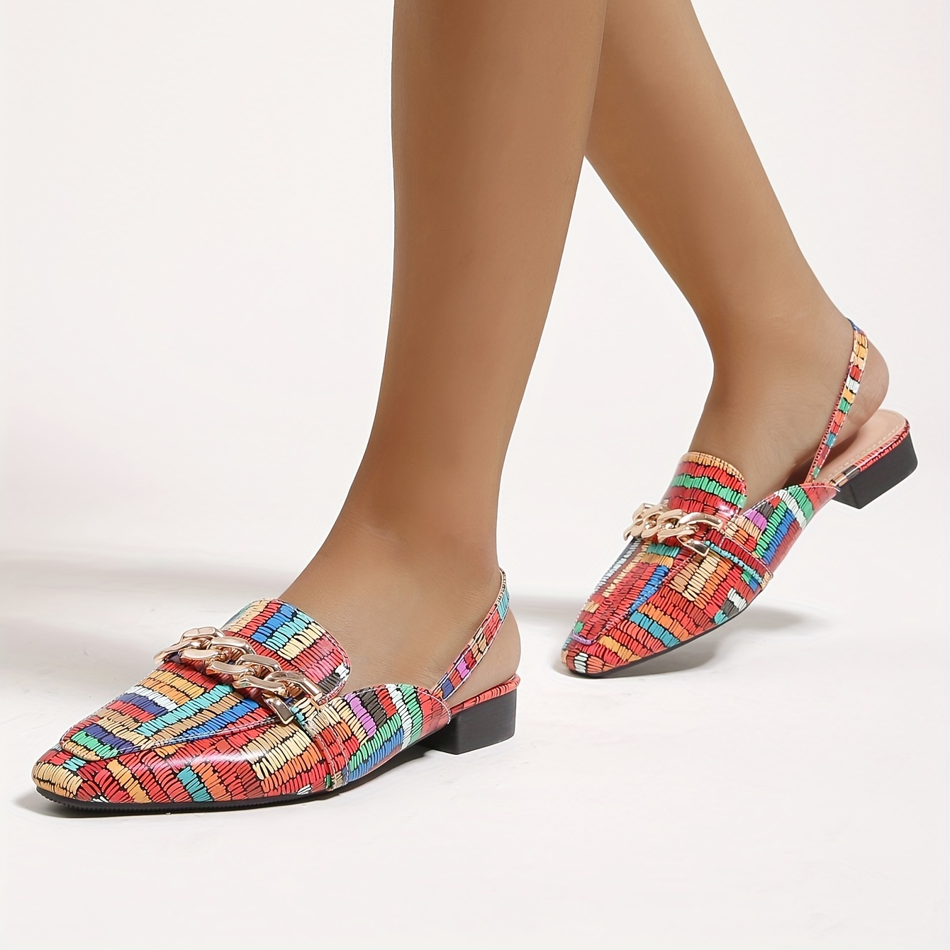 Zapatos Planos Decoración Cadena Mujer Planos Moda Color - Temu