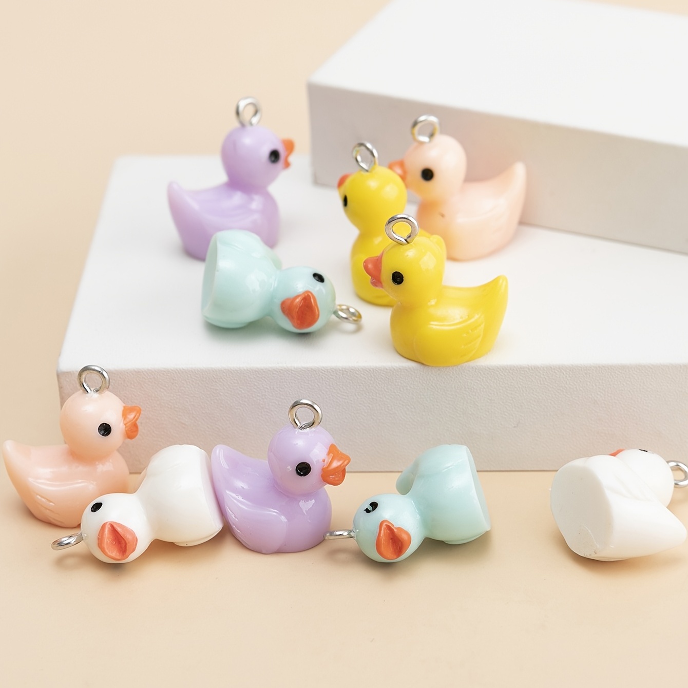 10pcs Duck Resin Earring Charms for DIY