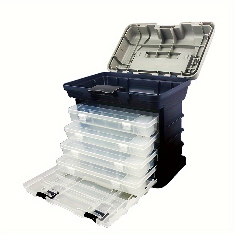 4-layer Portable Fishing Tool Box Plastic Accessories Storage Case