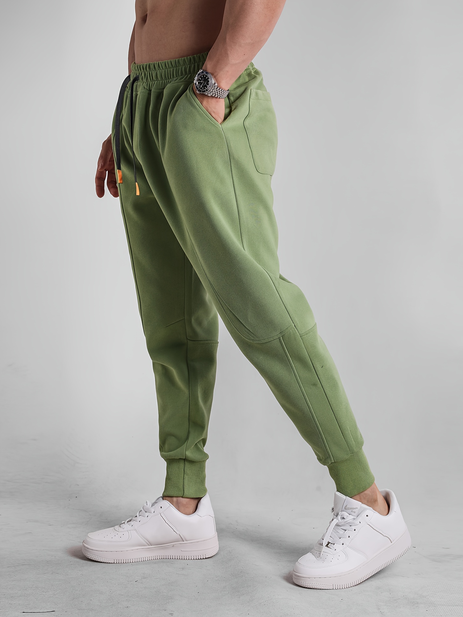 Pantalones de chándal de algodón para hombre ajuste còmodo Verde