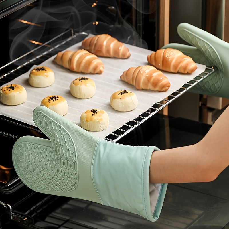 Two-finger Silicone Oven Mitt, Thickened Anti-scalding Heat Insulation Baking  Kitchen Oven Gloves, High Temperature Resistance Cooking Gloves - Temu