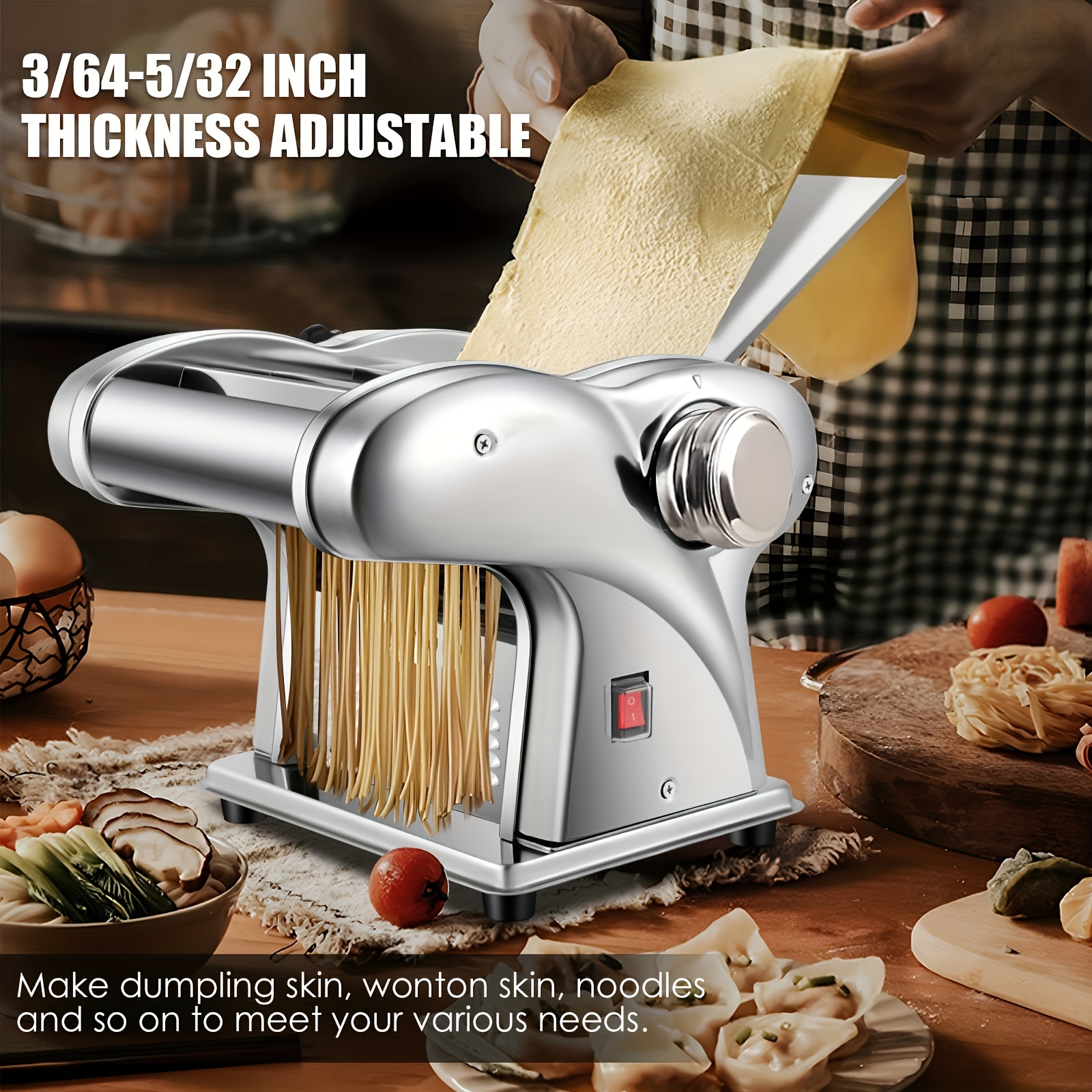 Pasta Maker Machine, Roller Pasta Maker, Adjustable Thickness