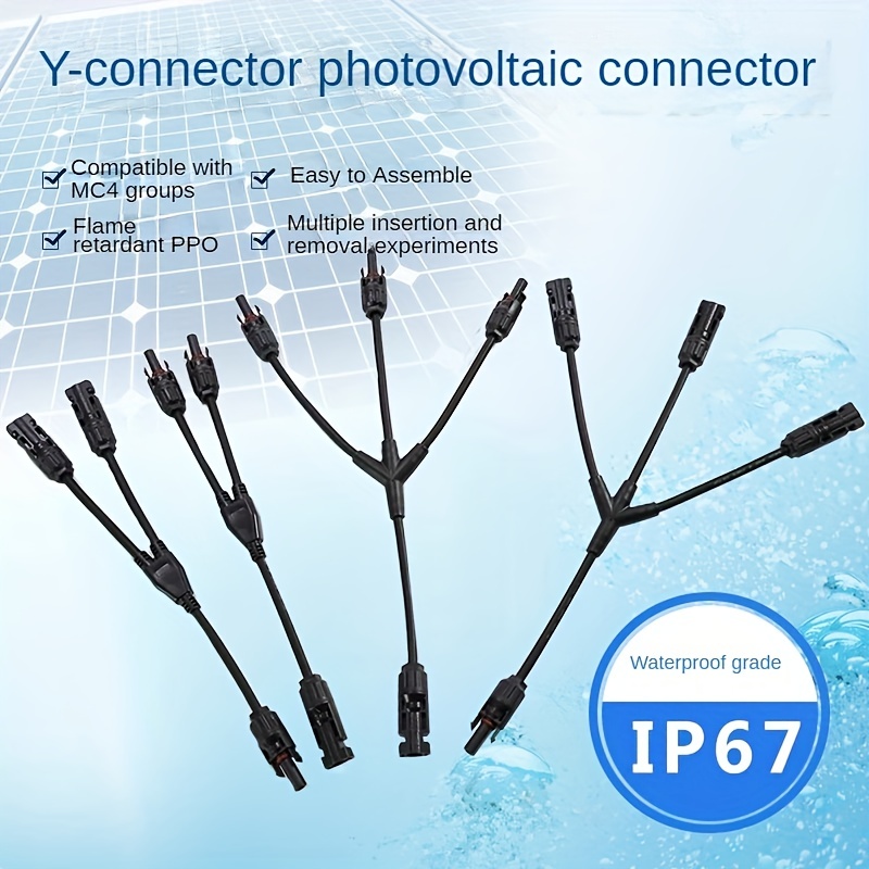 2pcs Type Y 1 Paire 3 Voie Câble Distributeur for MC-4 Solar Panneau  Connecteur