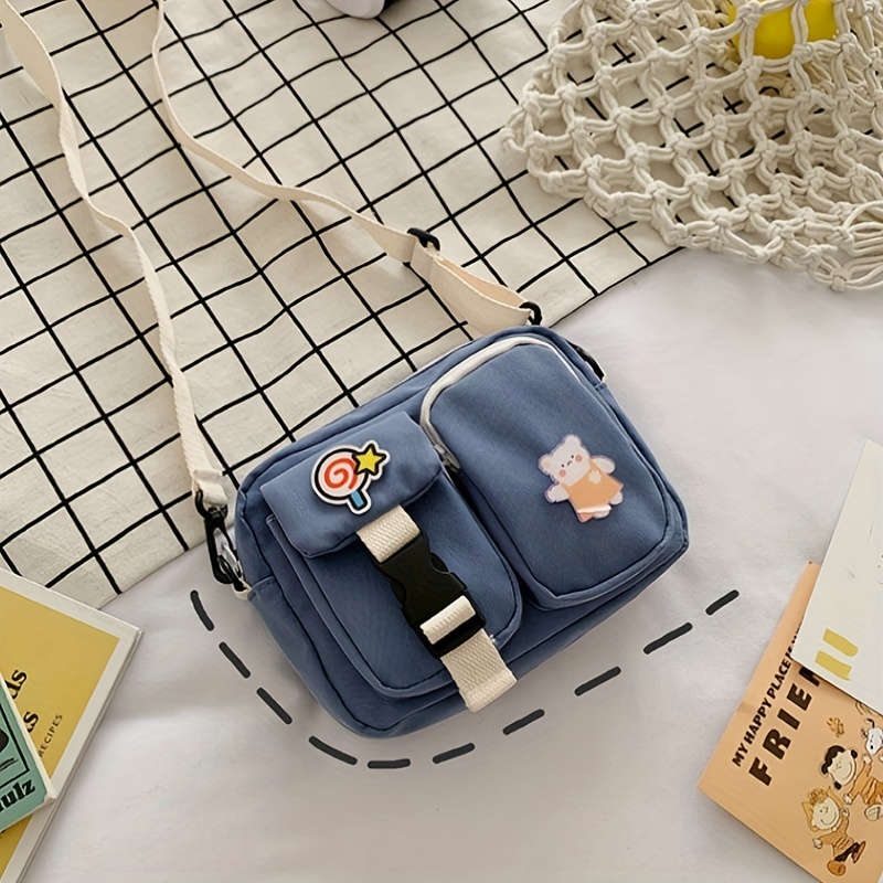 Kawaii Canvas Crossbody Bag, Small Cute Shoulder Bag, Multi Pocket Square  Purse For Women - Temu Japan