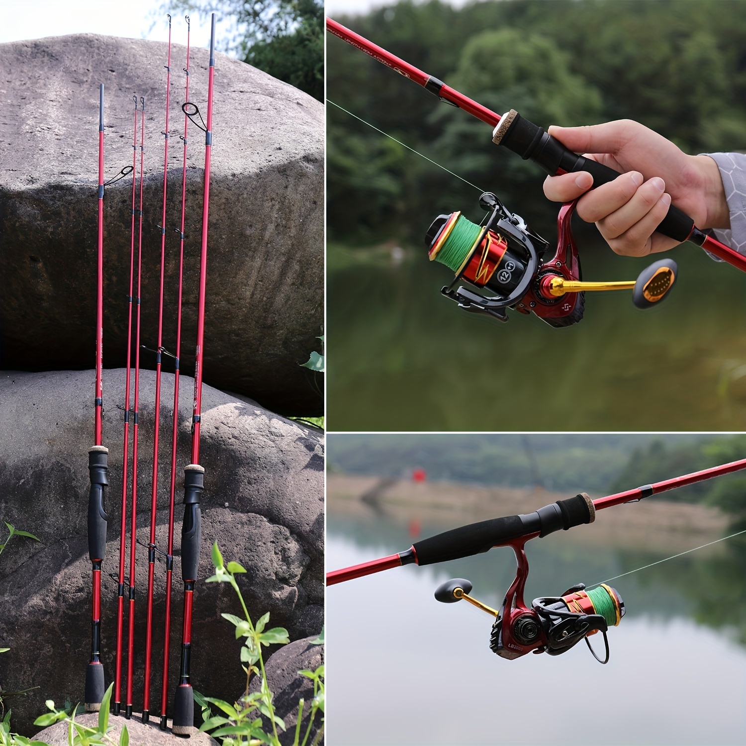 Sougayilang Fishing Rod Combos with Telescopic Fishing Pole Spinning Reels  Fishing Carrier Bag for Travel Saltwater Freshwater F