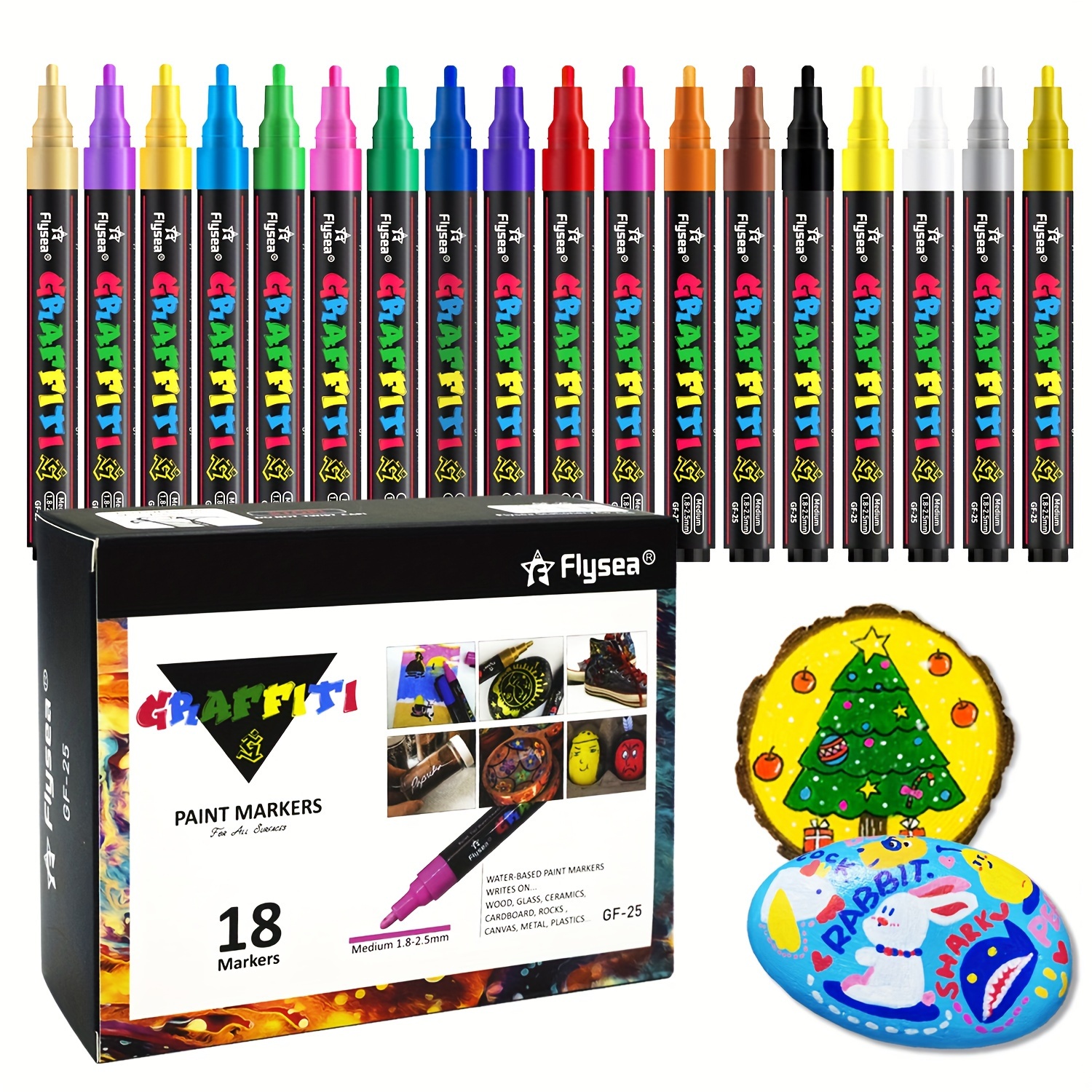 12PCS Premium Acrylic Paint Marker Pen Medium Point 2-3mm Tip Painting DIY  Craft