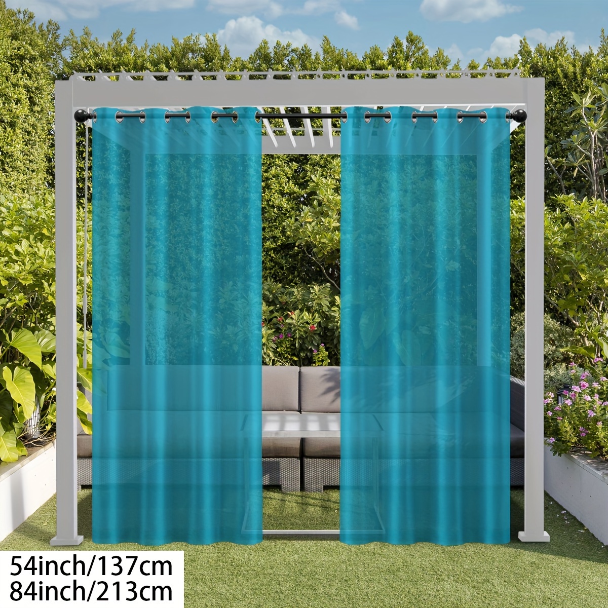 1 Panel Cortinas Transparentes Impermeables 54 X 84 Pulgadas