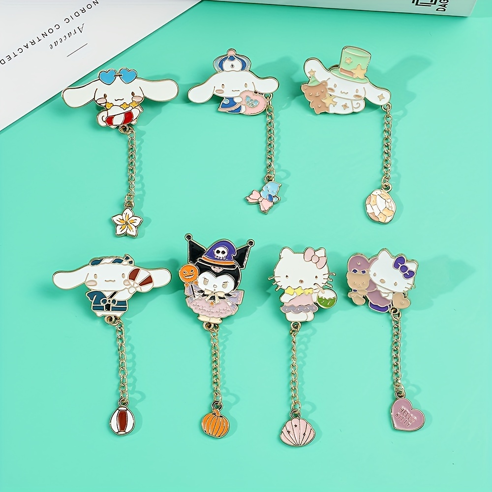 4pcs Kuromi My Melody Cinnamoroll Pompompurin Brooch Pin Plush Doll Badge  Gift