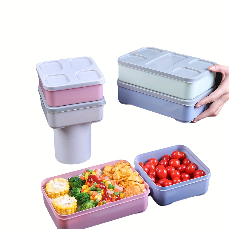 1pc Student Square Lunch Box, 3-compartment Fruit Refrigerator