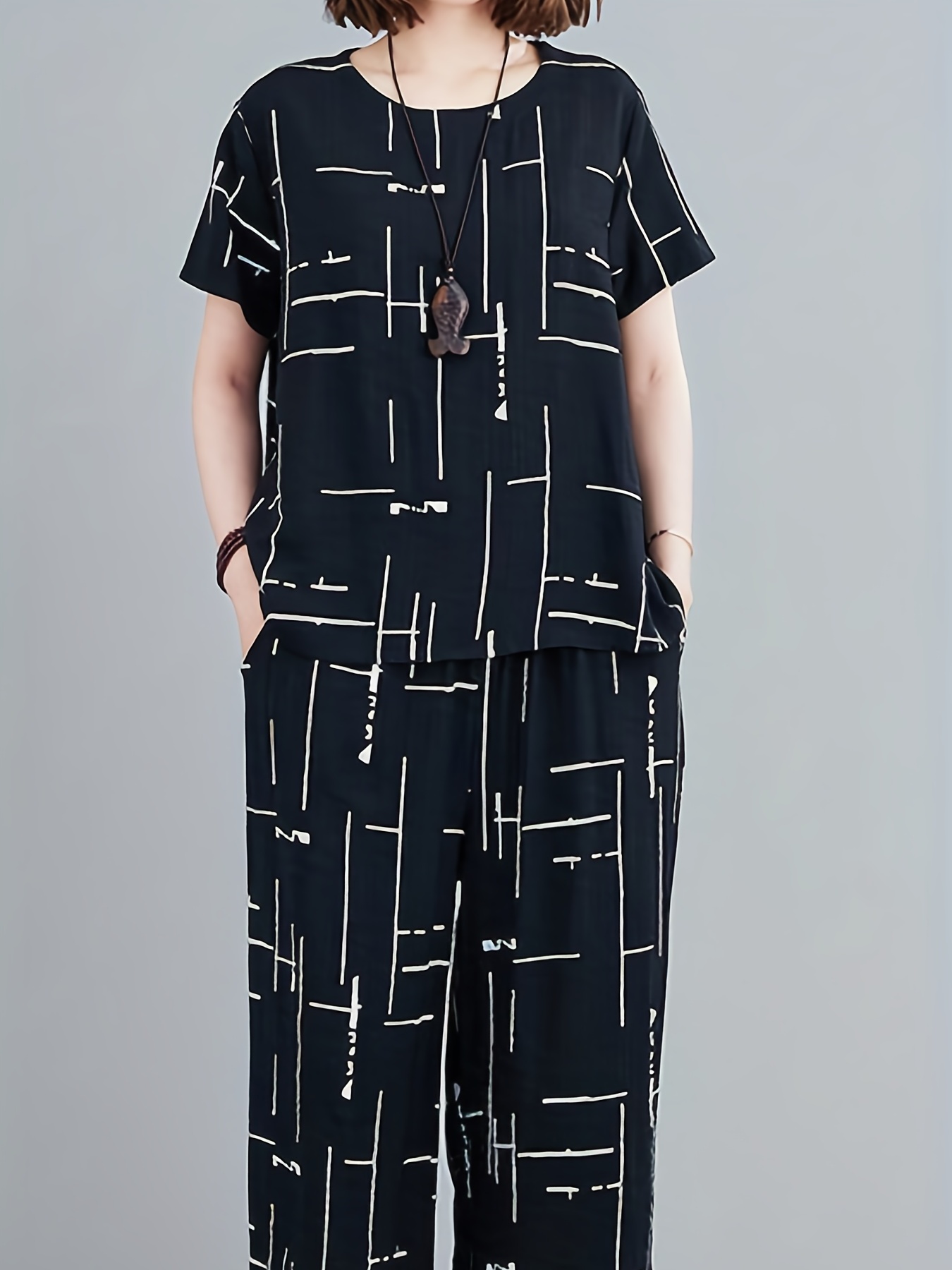 Stripe Print Tee & Pants Set