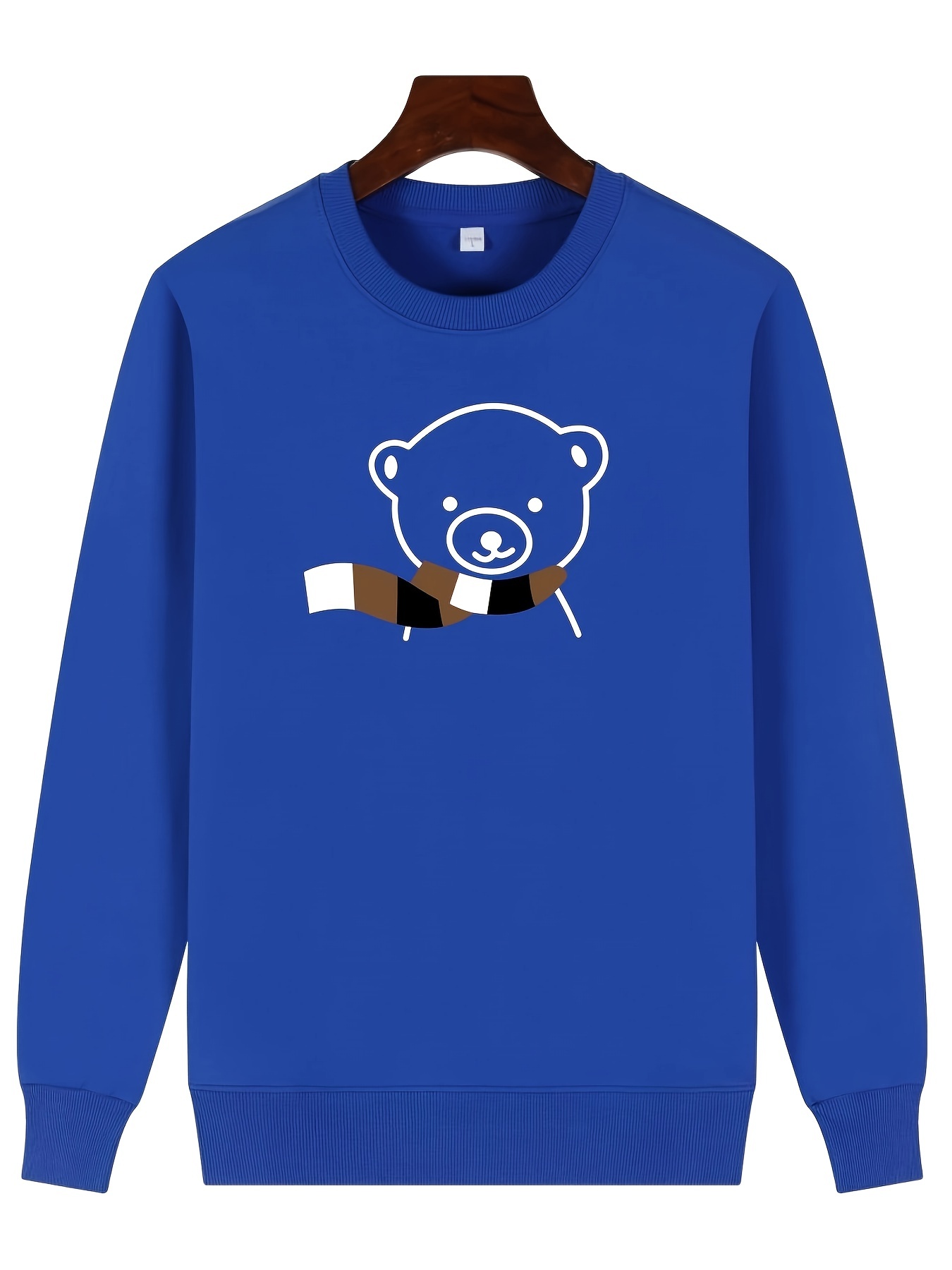 Boy's Trendy Casual Sweatshirt With Anime Bear & Smile Face Print