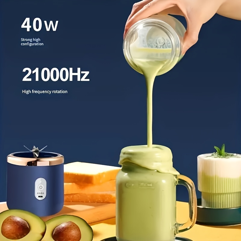 1pc Blue Portable USB Smoothie Blender Cup With 6 Blades - Wireless Mini  Charging Fruit Squeezer And Food Mixer With Ice Crusher