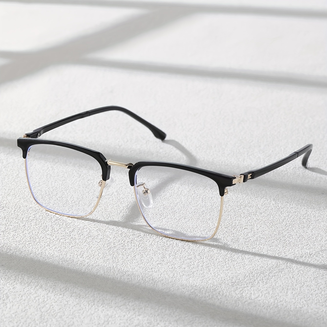 Metal Polygon Frame Eyeglasses Classic Golden Temple Clear Lens Eyewear ...