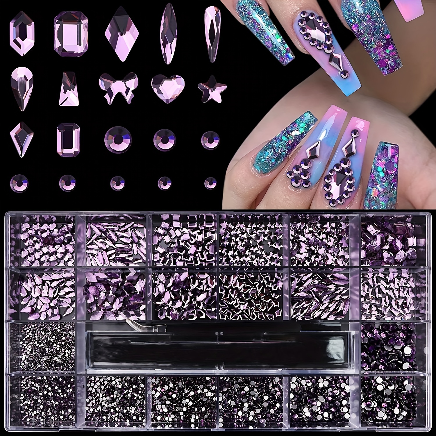Mixed Colors Nail Art Rhinestone，Crystal Rhinestones for Nail Design  Crystals Gems 