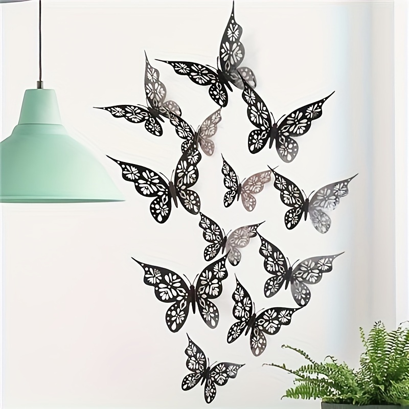 Acheter Papillons décalcomanies mariage salon décoration murale Art Stickers  muraux chambre 3D creux papillon