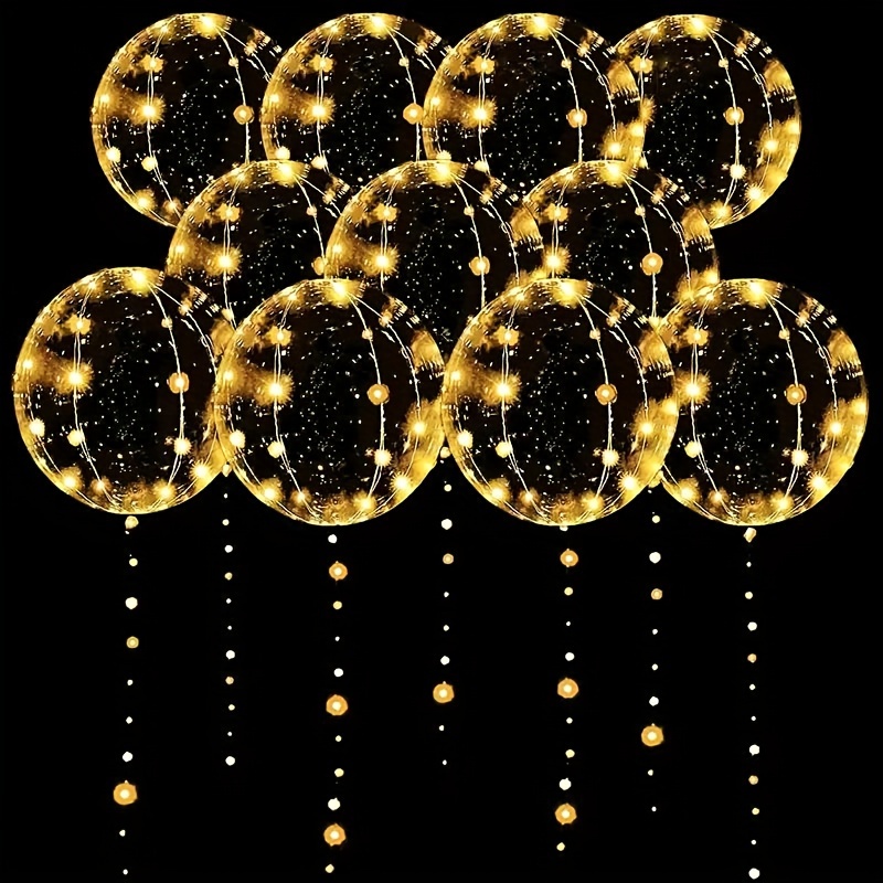 

20 ballons à LED, décorations à bulles transparentes pour mariage, fiançailles, Noël, An, Saint-Valentin - Fonctionne avec piles (AA), matériau en caoutchouc, piles non incluses.