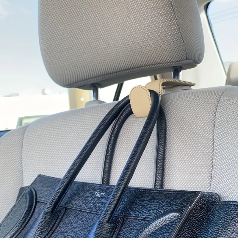 Car Headrest Hooks Leather Wraped Car Organizer Holder - Temu
