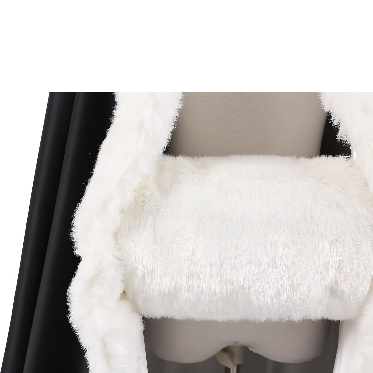 1pc romantic   fur satin artificial fur hooded windproof and warm cloak cape women girls clothing accessories details 19