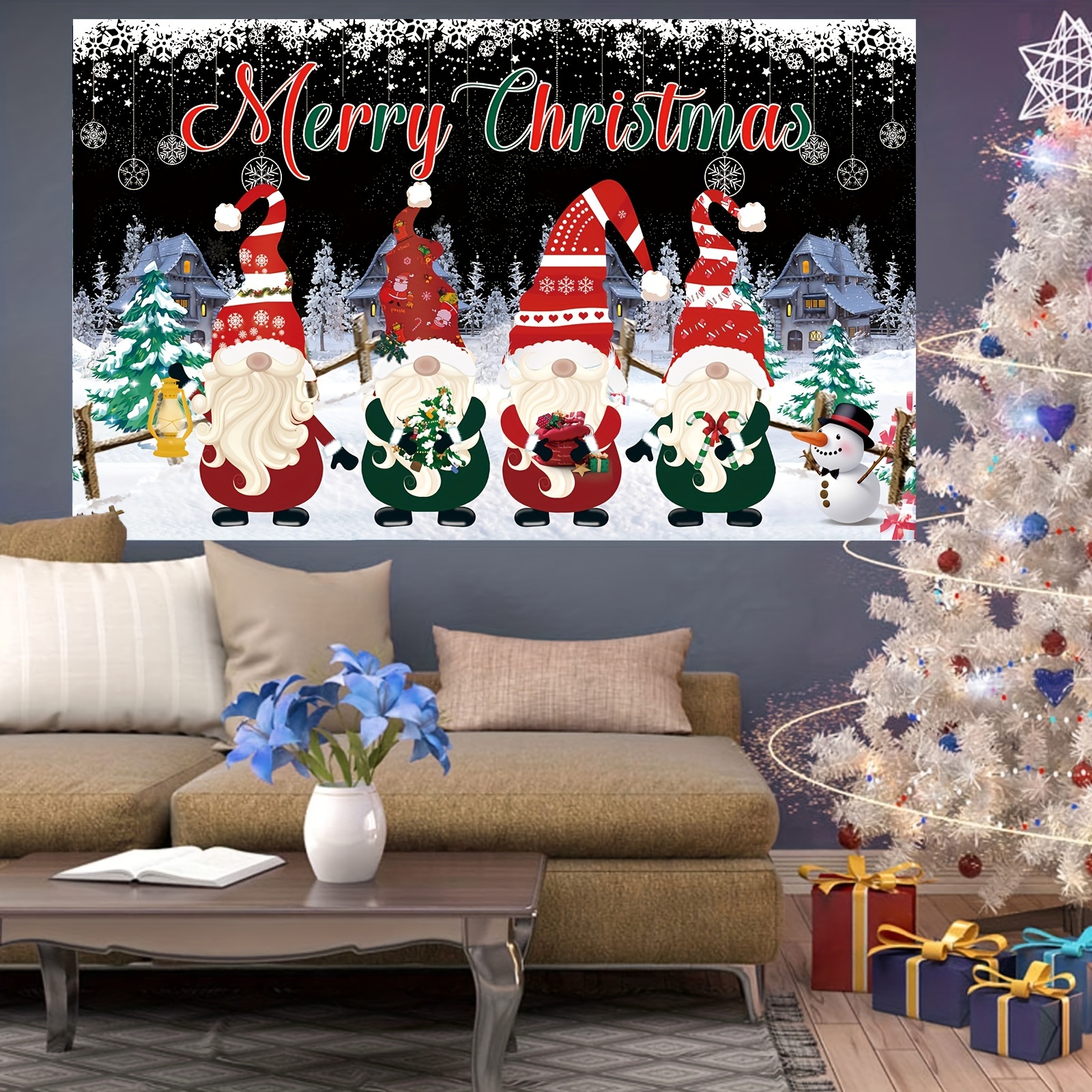 1pc, Buon Natale Scena A Tema Forniture Per Feste, Poliestere Vecchio Senza  Volto Foto Felice Anno Nuovo Sfondo Panno Con Fori Con Corda Grande  Striscione Sfondo Decorazione Per Parete Del Giardino Decorazione