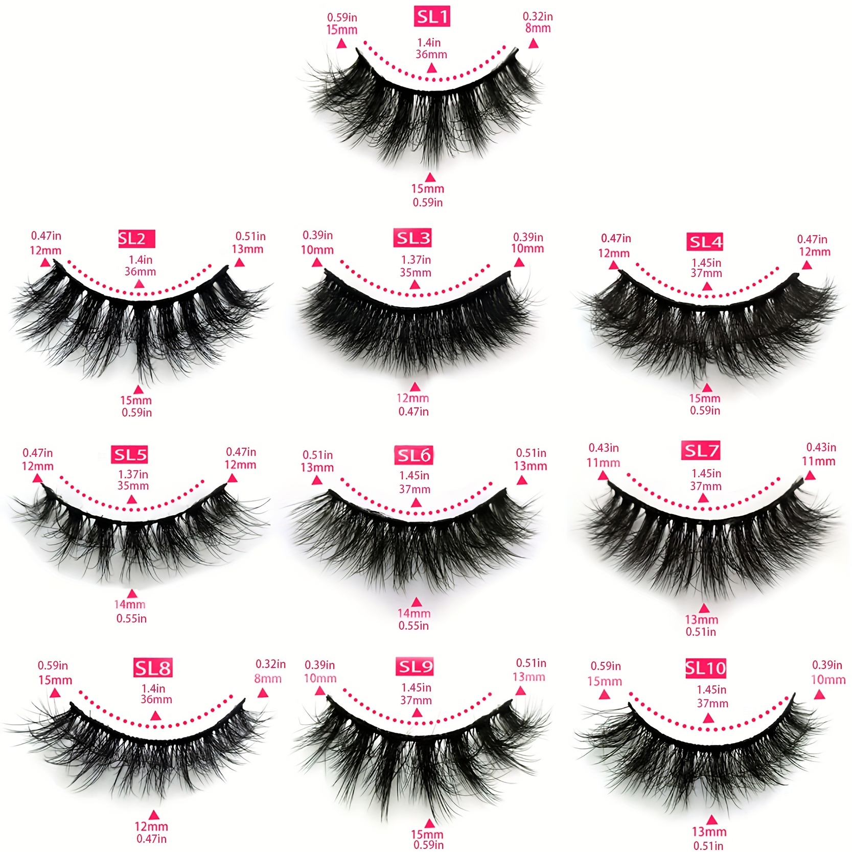 20 Pairs Natural Fluffy Wispy False Eyelashes 10 Styles Mixed Styles