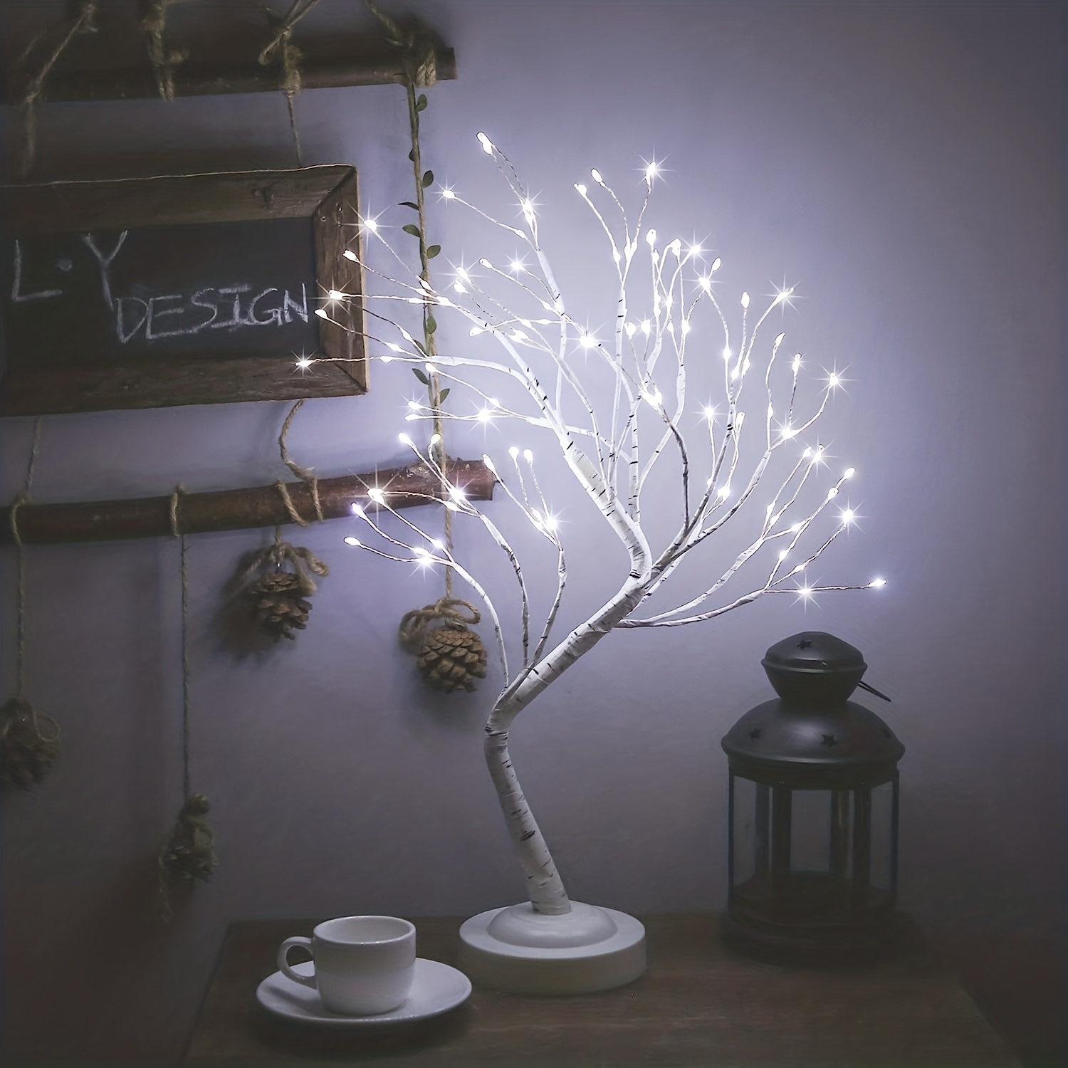 LED Bonsai Tree Light Artificial Lighted Tree, Battery and USB Operated, 6  Hrs Timer, Adjustable Branches (Warm White Glow Silver Branch)