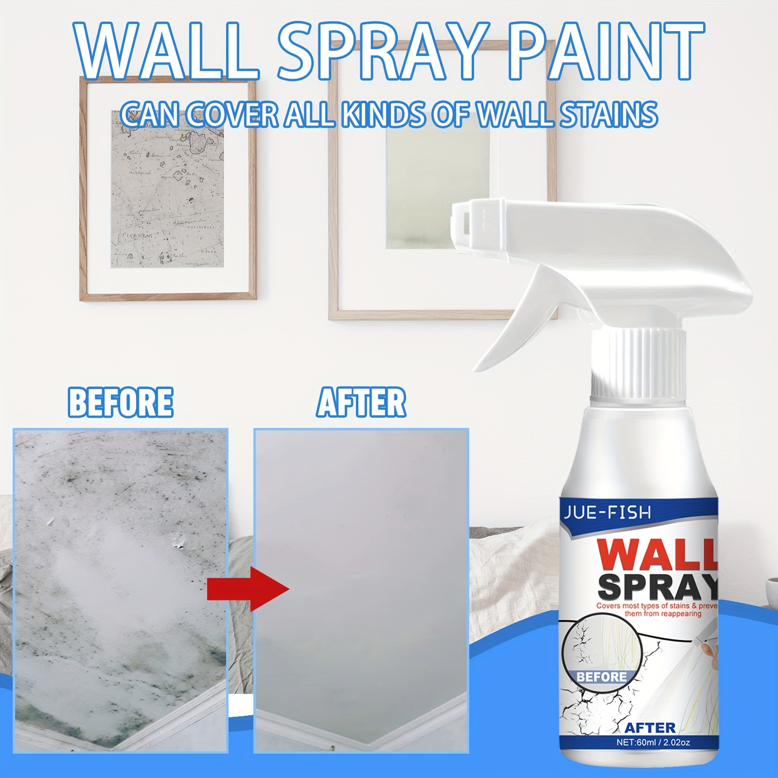 Wall Stain Removal Spray, Cover Wall Paint Marks Cleaning Drywall Repair  Spray, Stubborn Wall Stains Remover Cleaner Spray, Multi Purpose Powerful