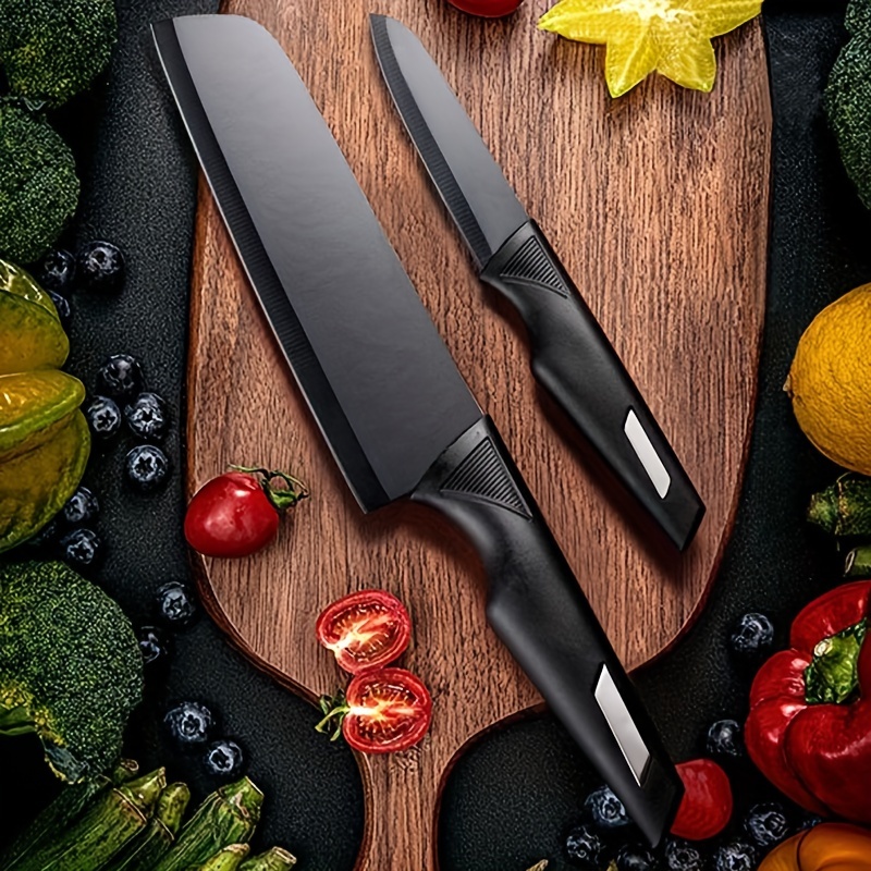 Premium Black Blade Kitchen Knife Set Sharp Chef - Temu